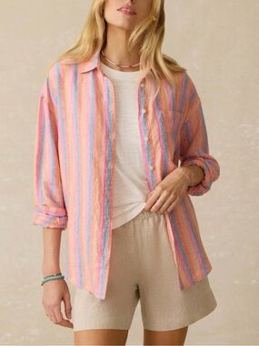 Faherty Laguna Linen Relaxed Shirt Size Small